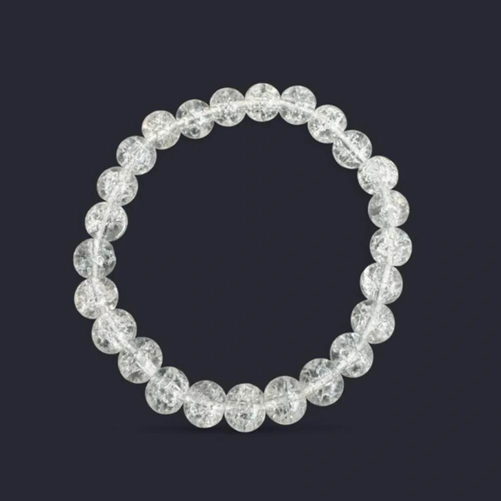 Clear Crackle Glass Bead Bracelet